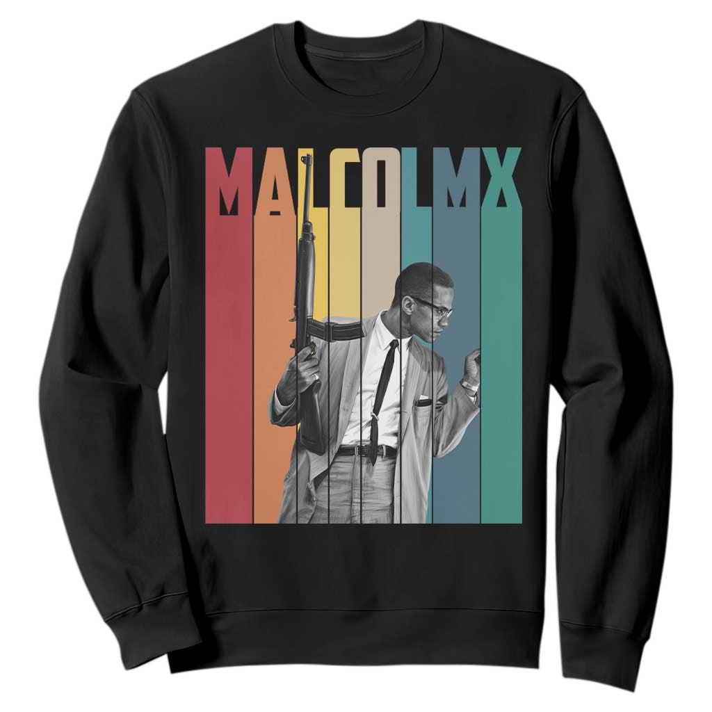 Malcolm X Sweatshirt Retro Portrait Black Empowerment Heritage Gift - African Pride