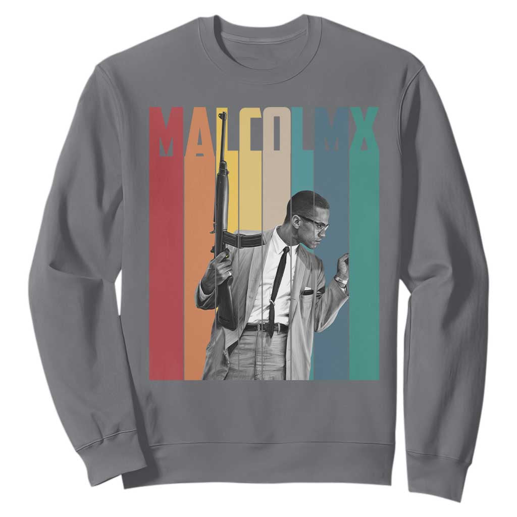 Malcolm X Sweatshirt Retro Portrait Black Empowerment Heritage Gift - African Pride