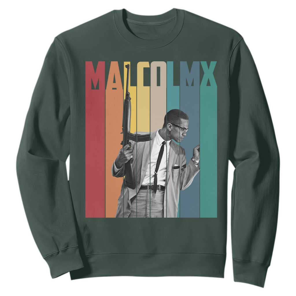 Malcolm X Sweatshirt Retro Portrait Black Empowerment Heritage Gift - African Pride