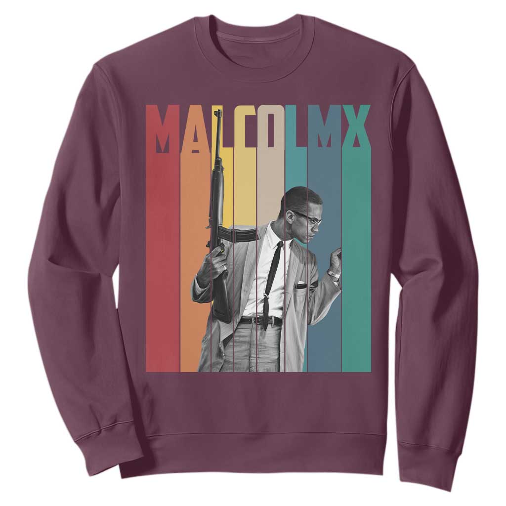 Malcolm X Sweatshirt Retro Portrait Black Empowerment Heritage Gift - African Pride
