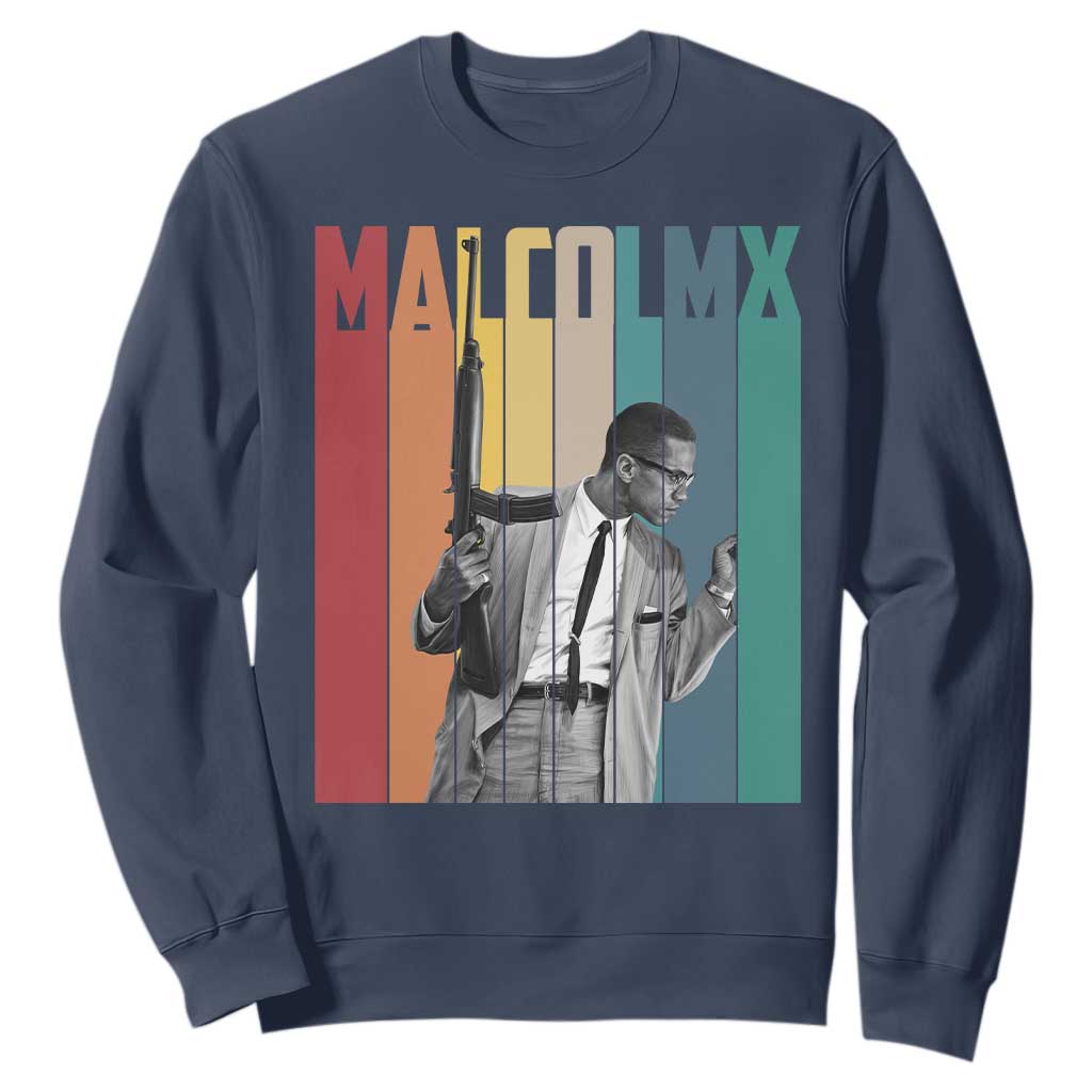 Malcolm X Sweatshirt Retro Portrait Black Empowerment Heritage Gift - African Pride