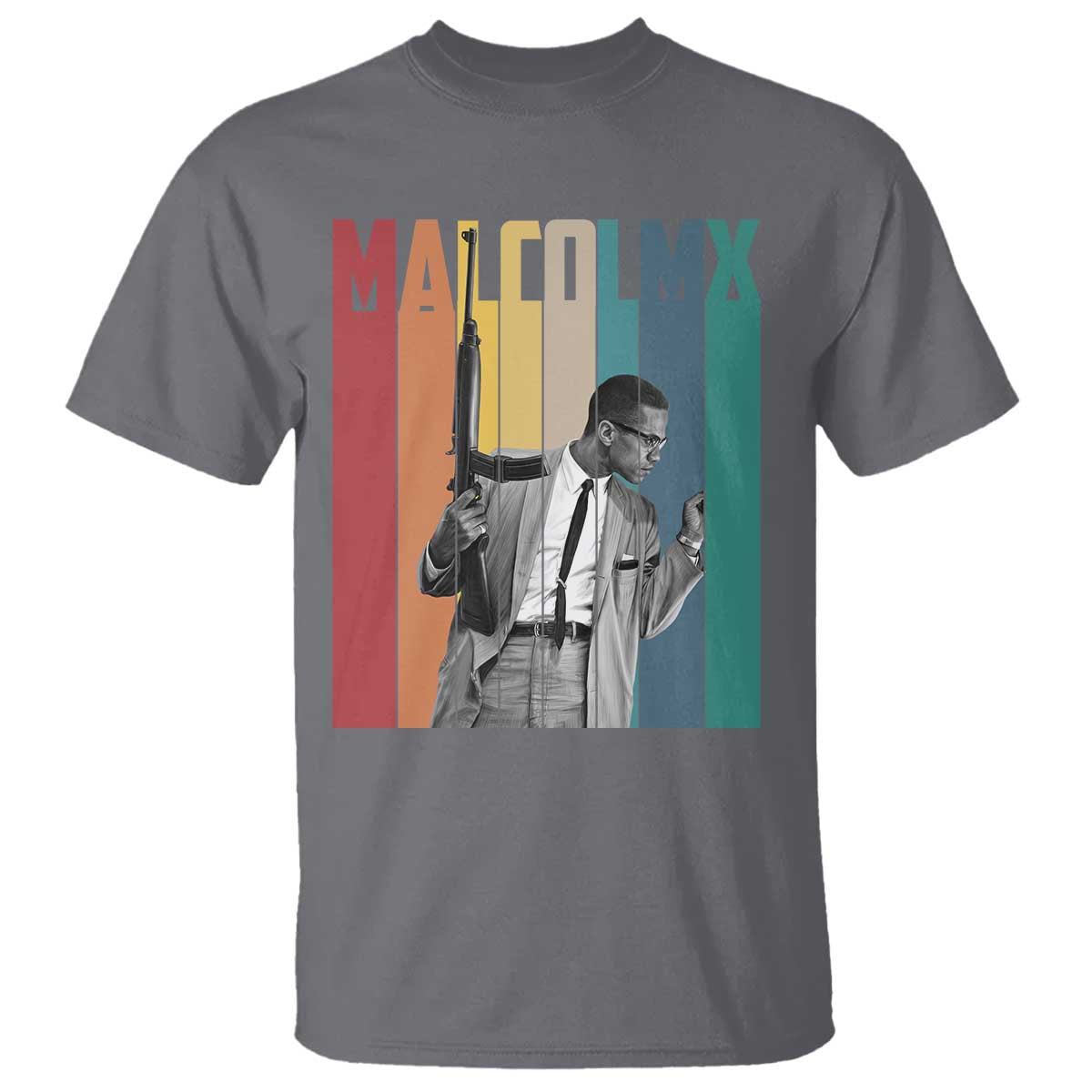 Malcolm X T Shirt Retro Portrait Black Empowerment Heritage Gift - African Pride