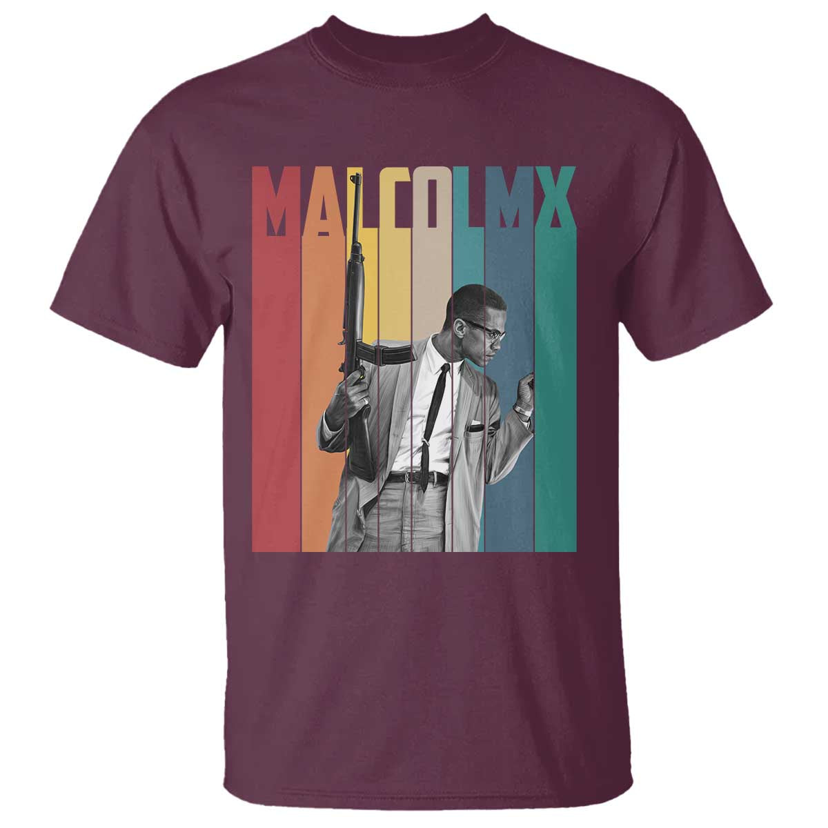 Malcolm X T Shirt Retro Portrait Black Empowerment Heritage Gift - African Pride