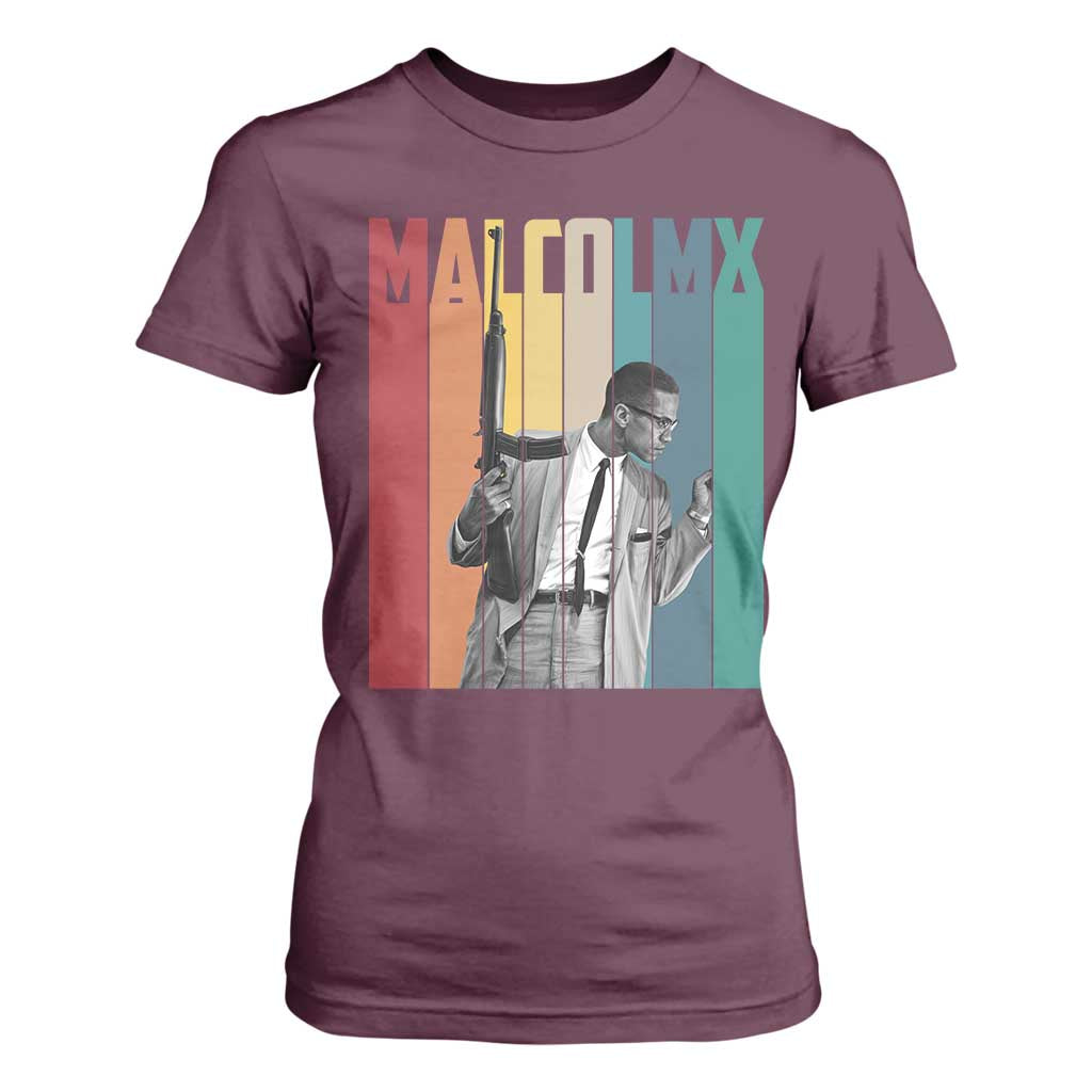 Malcolm X T Shirt For Women Retro Portrait Black Empowerment Heritage Gift - African Pride