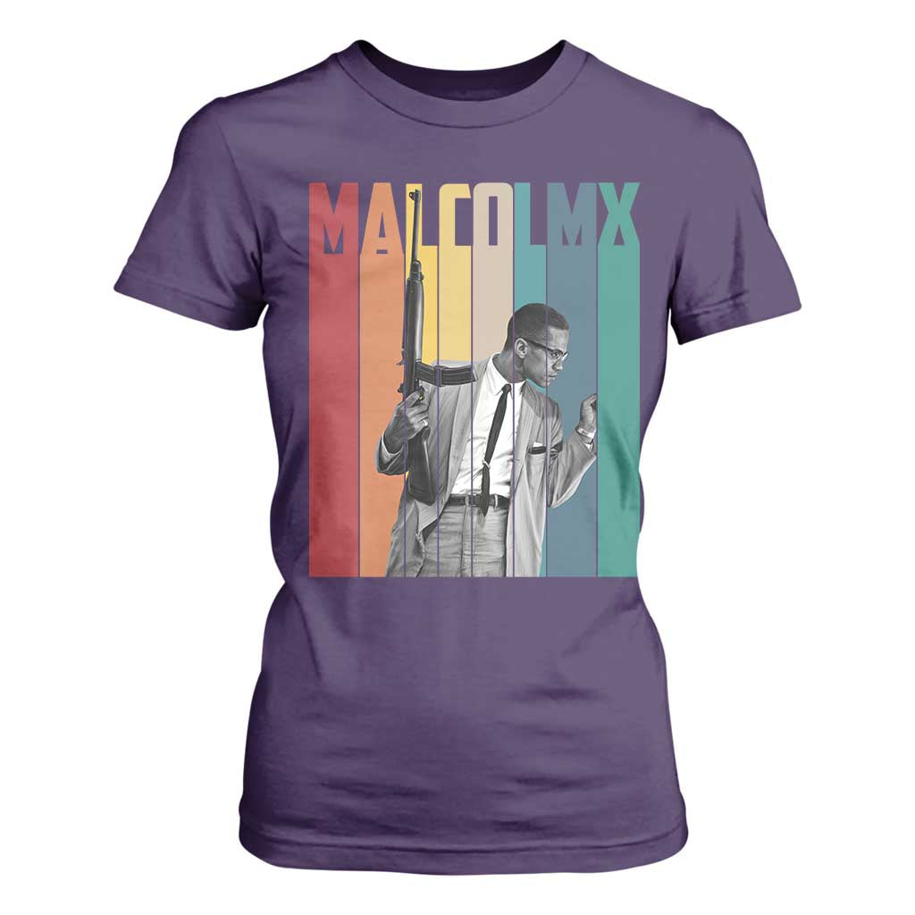 Malcolm X T Shirt For Women Retro Portrait Black Empowerment Heritage Gift - African Pride