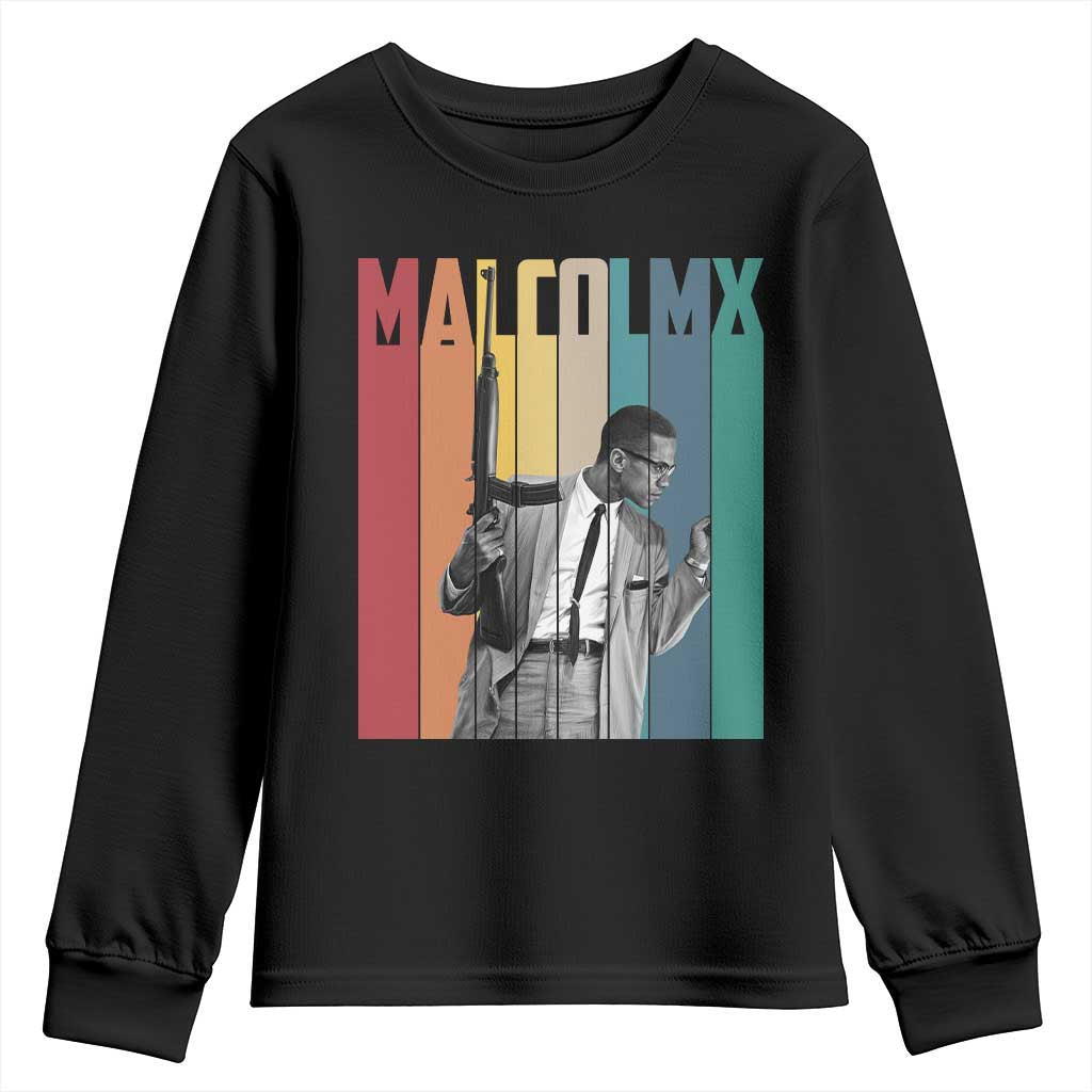 Malcolm X Youth Sweatshirt Retro Portrait Black Empowerment Heritage Gift - African Pride