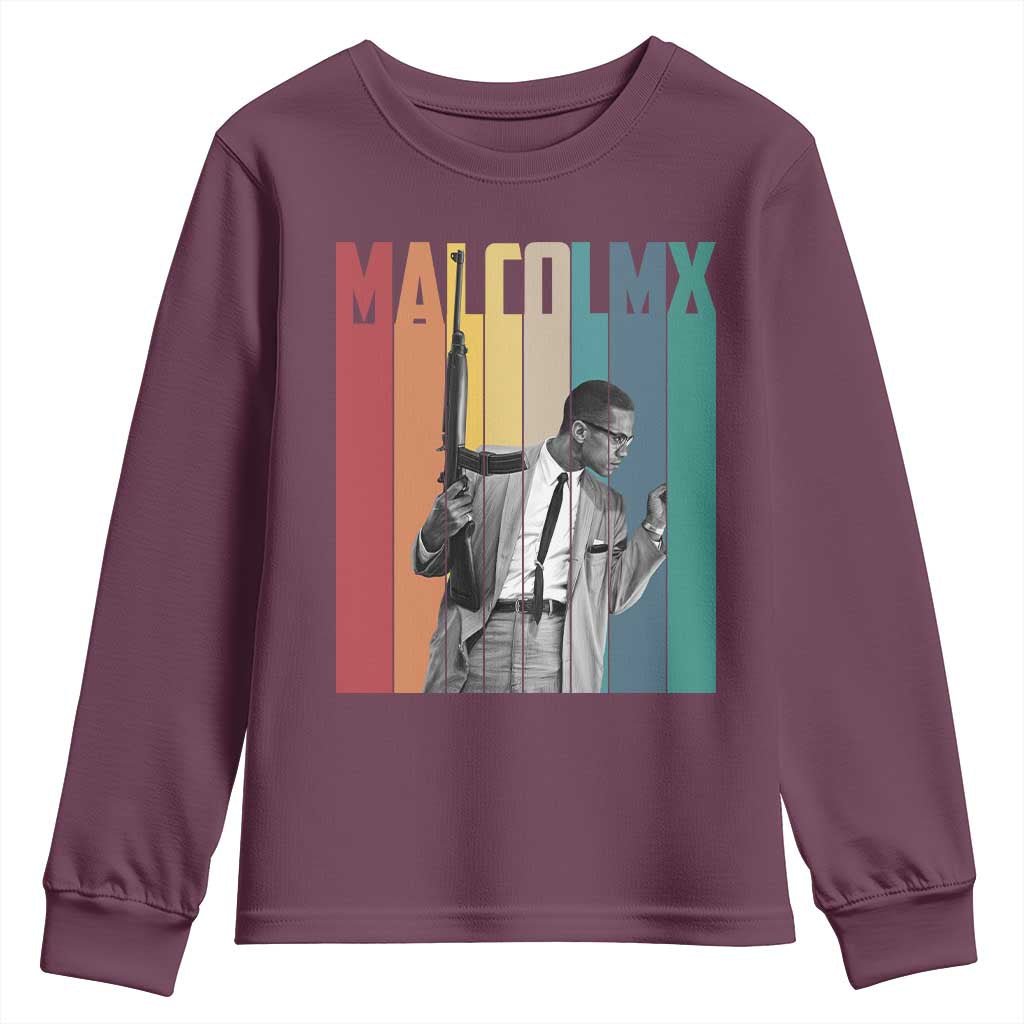 Malcolm X Youth Sweatshirt Retro Portrait Black Empowerment Heritage Gift - African Pride