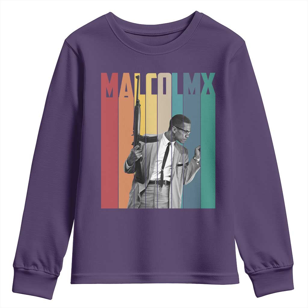 Malcolm X Youth Sweatshirt Retro Portrait Black Empowerment Heritage Gift - African Pride