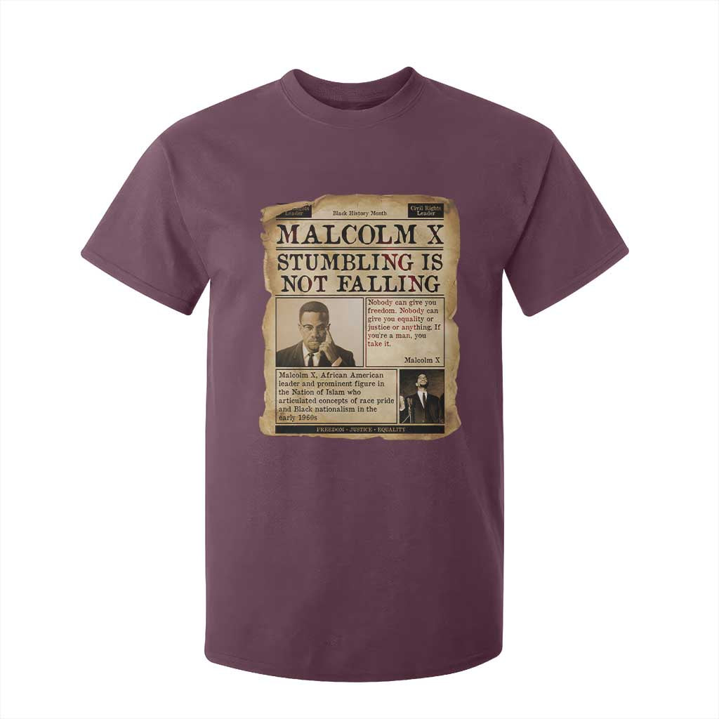 Malcolm X T Shirt For Kid Stumbling Is Not Falling Civil Rights Leader TS12