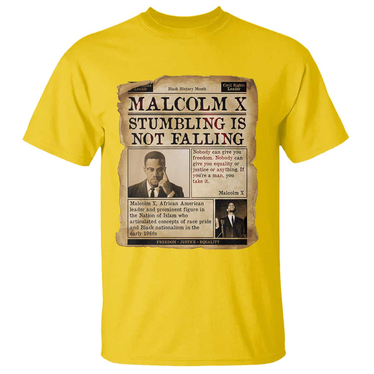 Malcolm X T Shirt Stumbling Is Not Falling Civil Rights Leader TS12