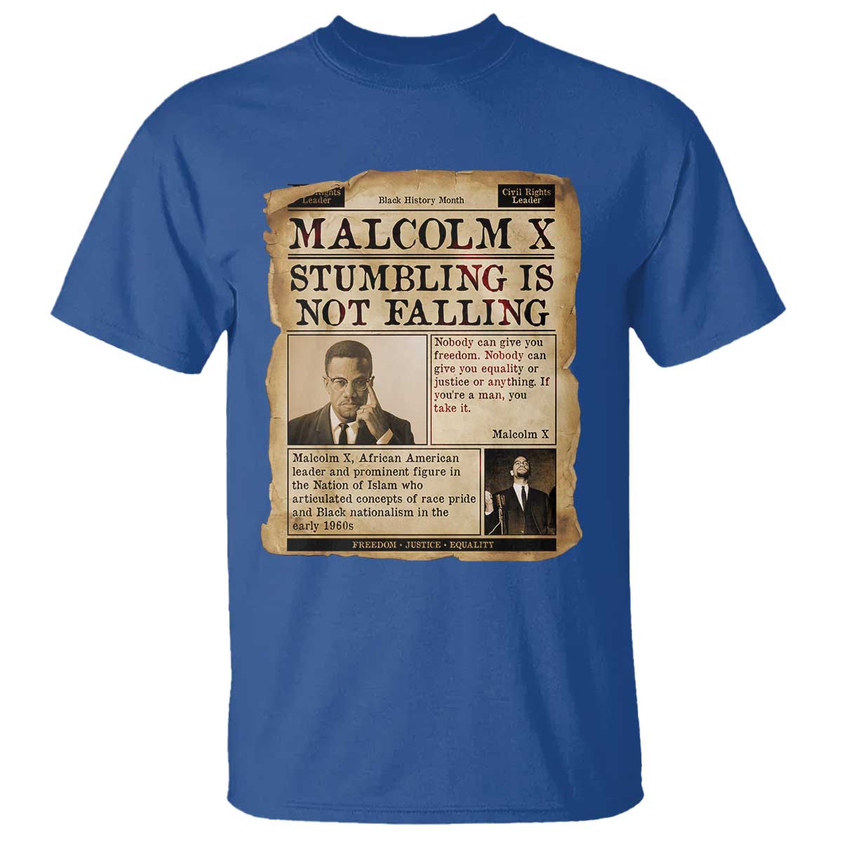 Malcolm X T Shirt Stumbling Is Not Falling Civil Rights Leader TS12