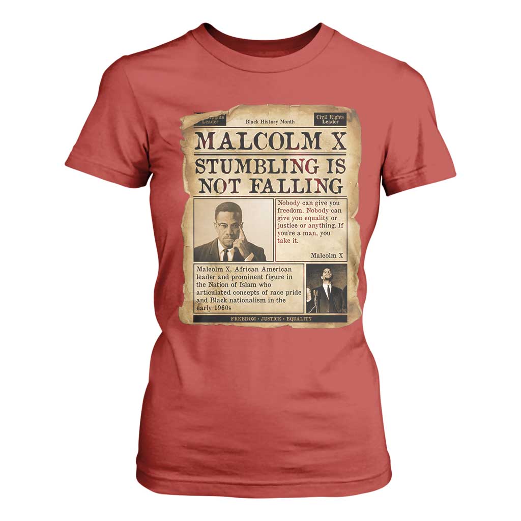 Malcolm X T Shirt For Women Stumbling Is Not Falling Civil Rights Leader TS12