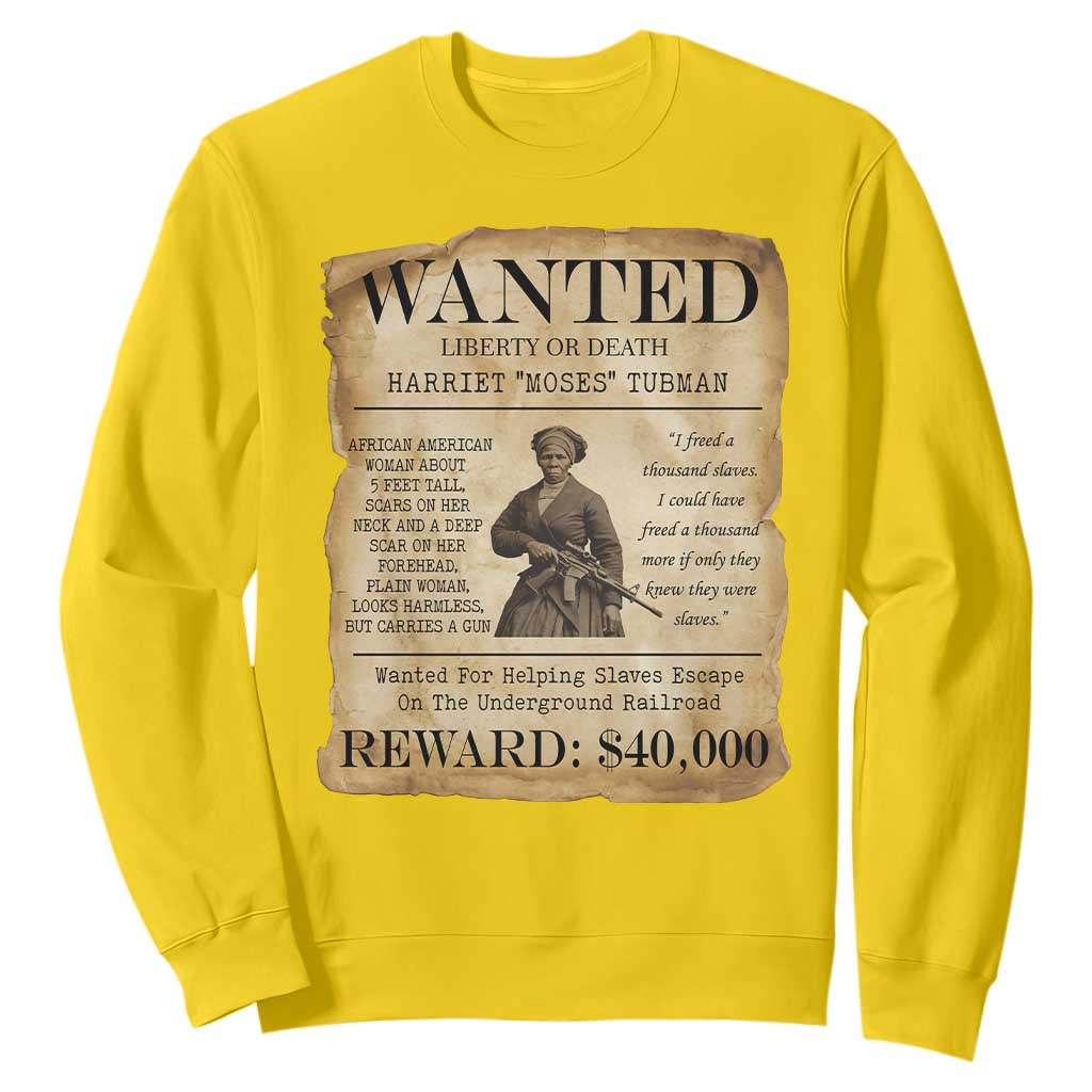 Vintage Harriet Tubman Poster Sweatshirt Wanted For Helping Slaves Escape