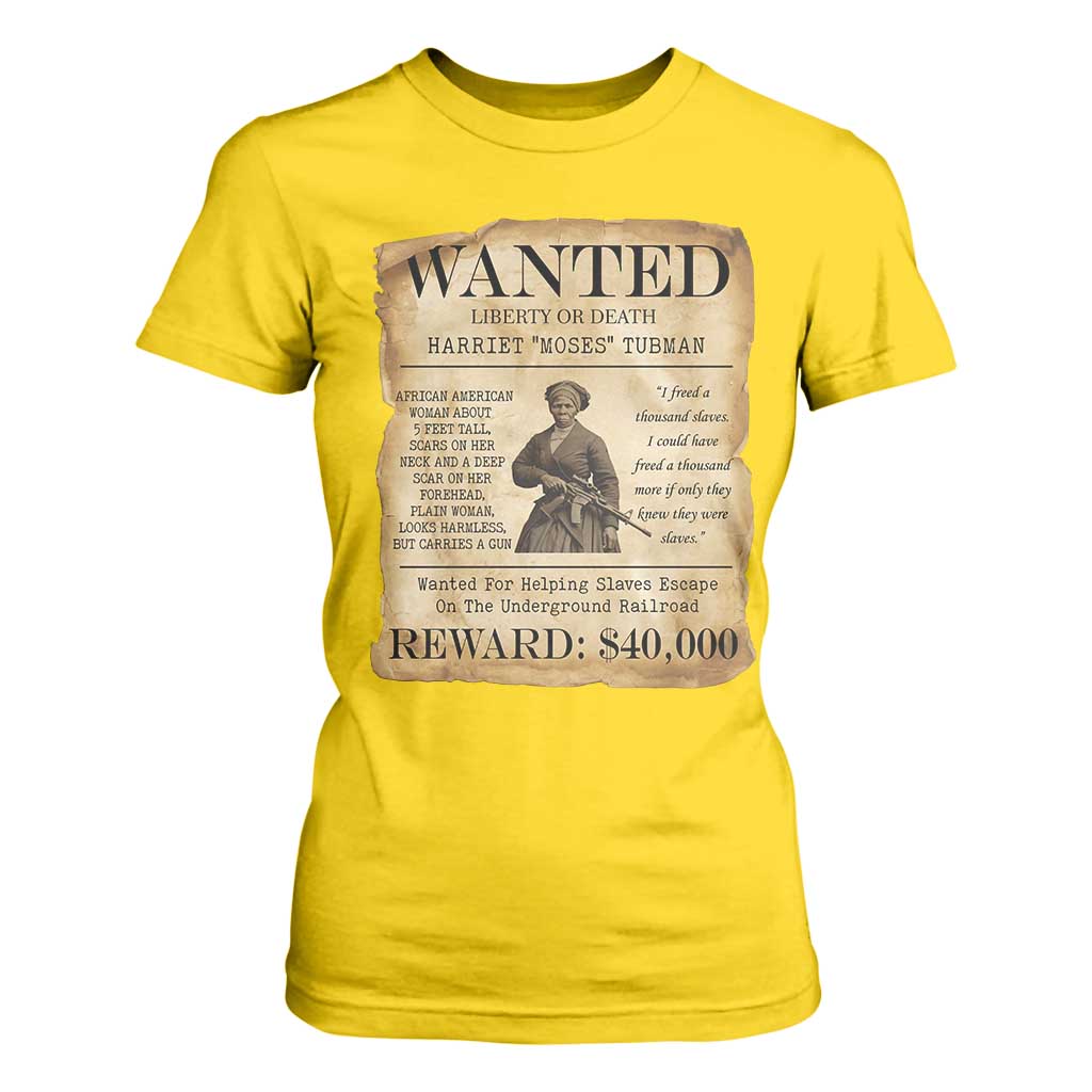 Vintage Harriet Tubman Poster T Shirt For Women Wanted For Helping Slaves Escape