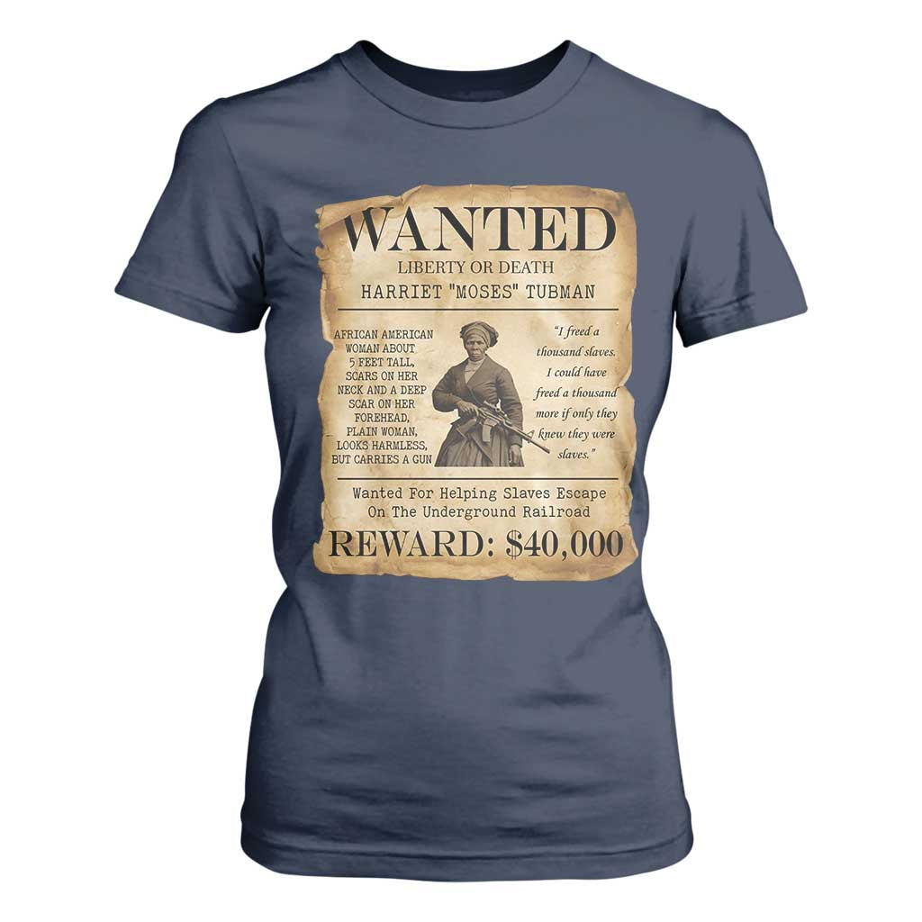 Vintage Harriet Tubman Poster T Shirt For Women Wanted For Helping Slaves Escape