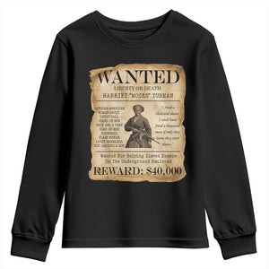 Vintage Harriet Tubman Poster Youth Sweatshirt Wanted For Helping Slaves Escape
