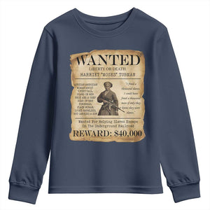 Vintage Harriet Tubman Poster Youth Sweatshirt Wanted For Helping Slaves Escape