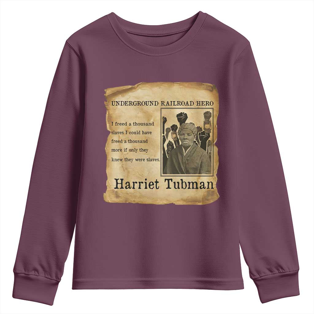 Harriet Tubman Quote Youth Sweatshirt I Freed A Thousand People Vintage Poster