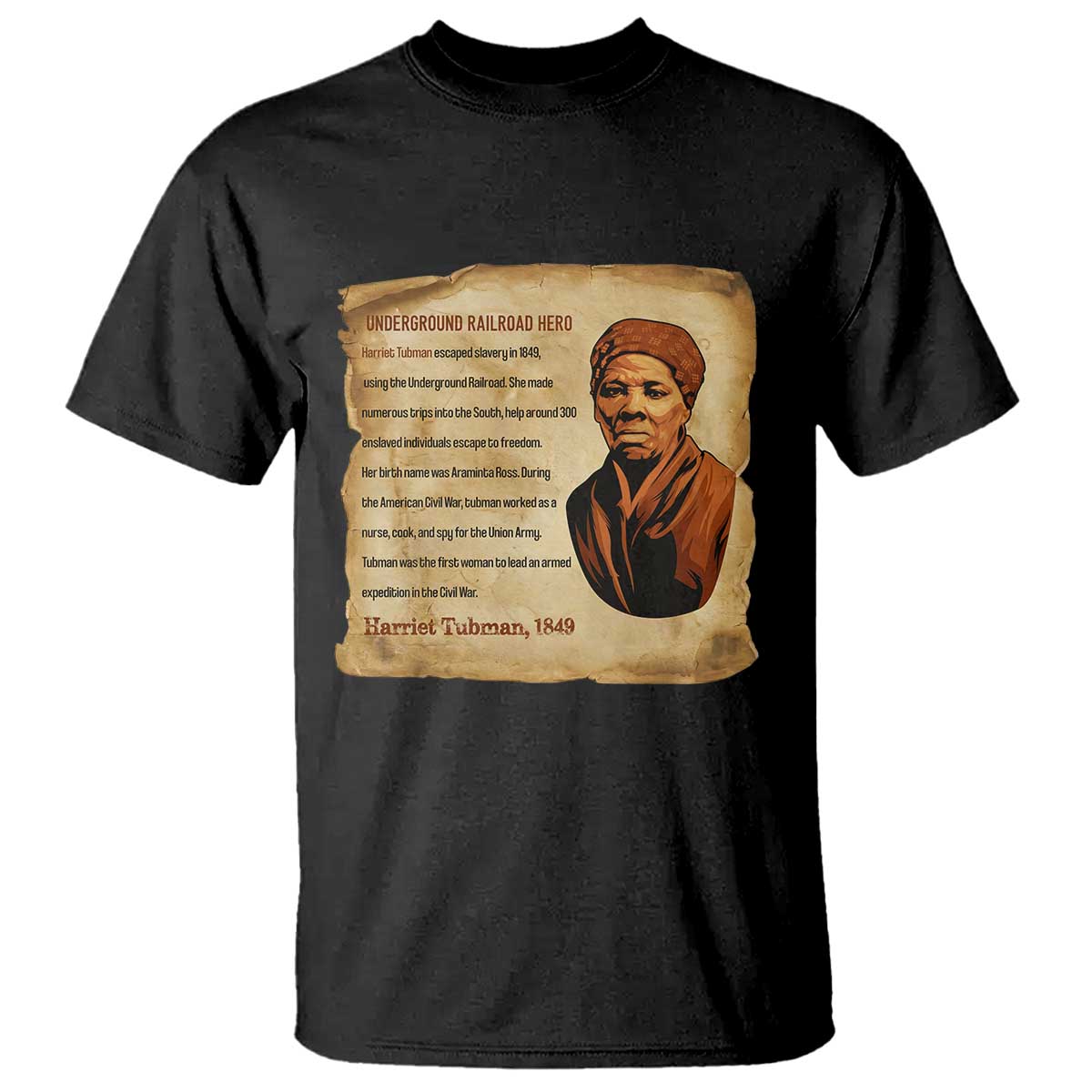 Harriet Tubman T Shirt Black American Hero Underground Railroad
