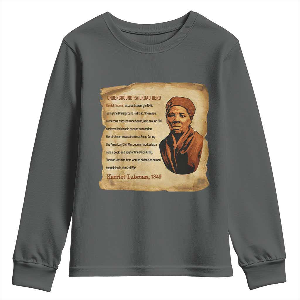Harriet Tubman Youth Sweatshirt Black American Hero Underground Railroad