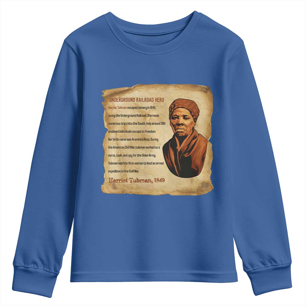 Harriet Tubman Youth Sweatshirt Black American Hero Underground Railroad