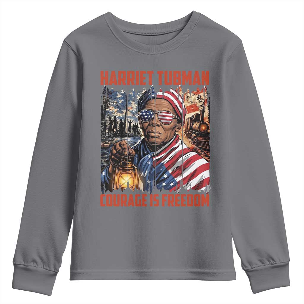 Harriet Tubman Courage Is Freedom Youth Sweatshirt Black History Gift