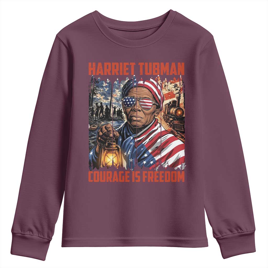 Harriet Tubman Courage Is Freedom Youth Sweatshirt Black History Gift