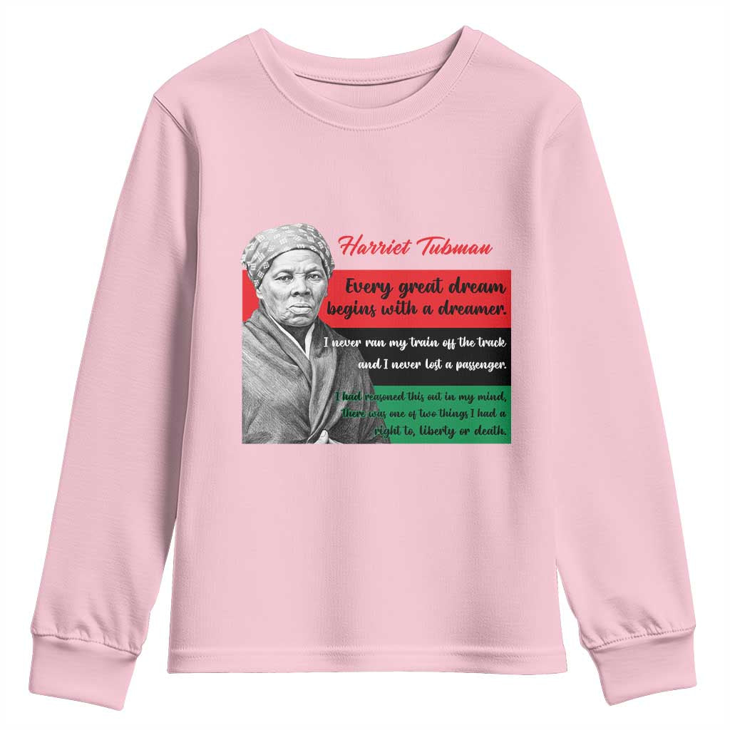 Harriet Tubman Quote Youth Sweatshirt Pan African Flag Black History