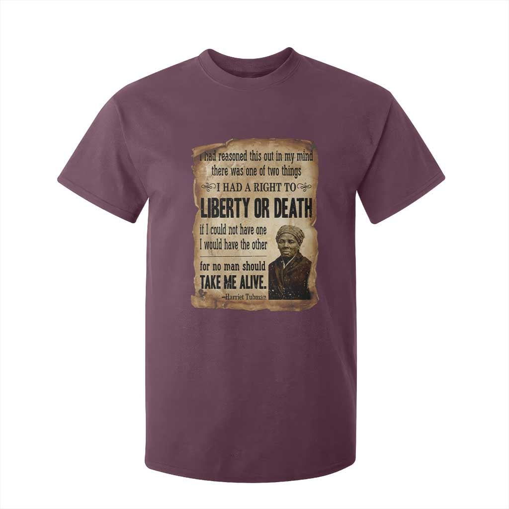 Harriet Tubman T Shirt For Kid Liberty Or Death Black History Legacy