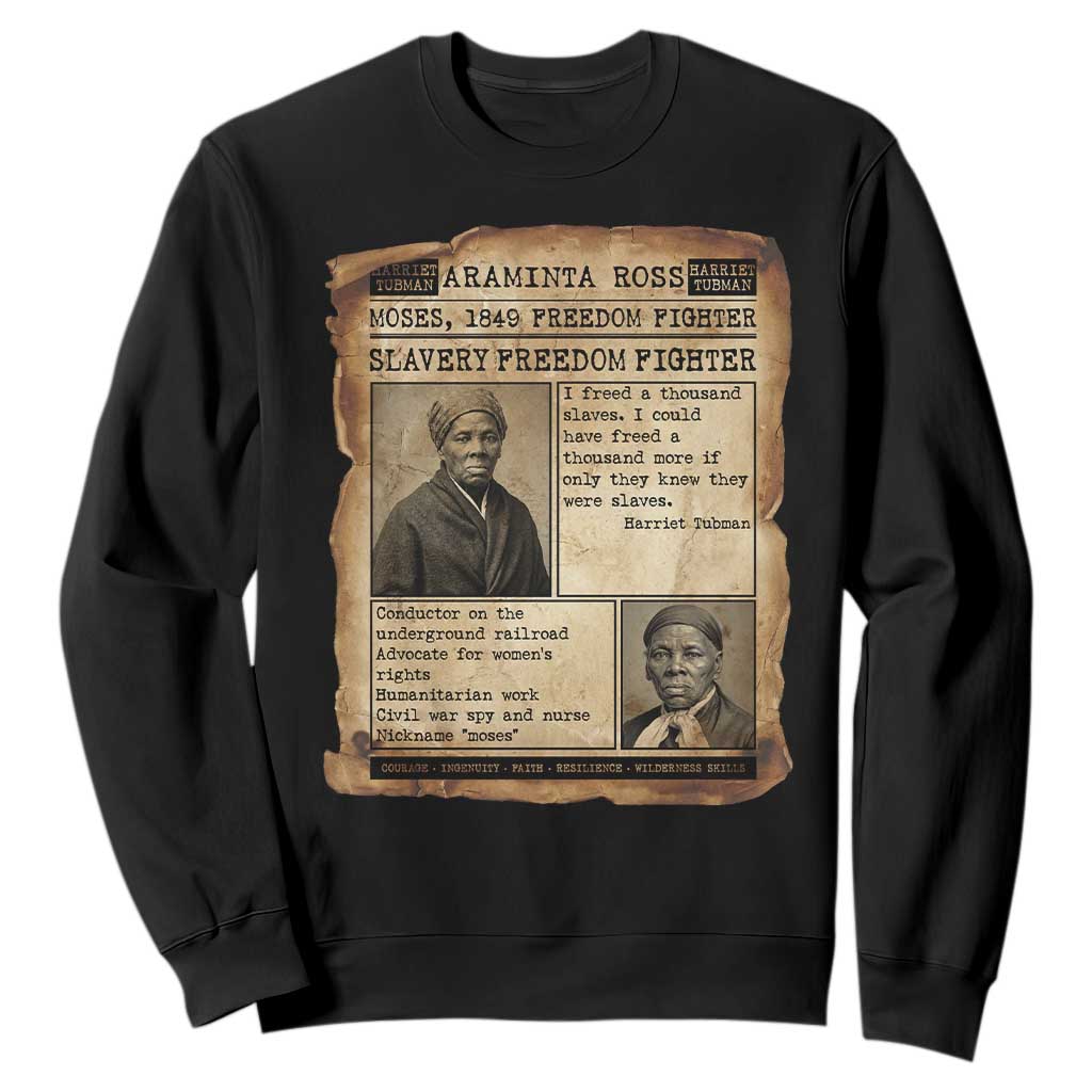 Harriet Tubman Newspaper Sweatshirt Slavery Freedom Fighter Historical