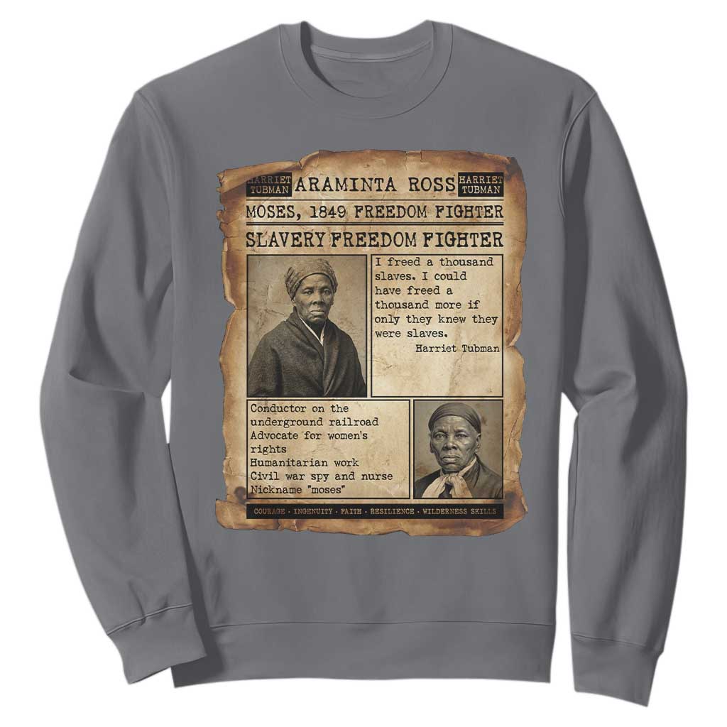 Harriet Tubman Newspaper Sweatshirt Slavery Freedom Fighter Historical
