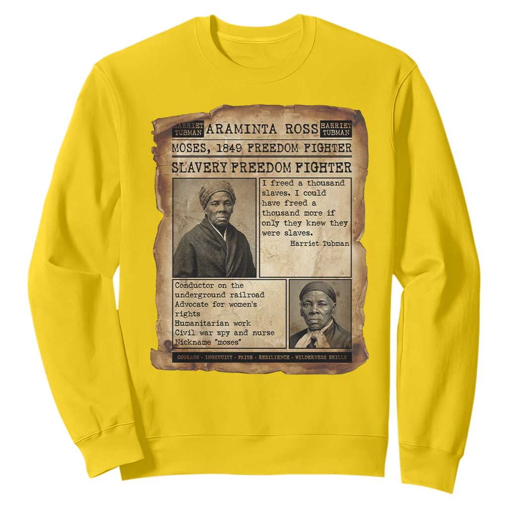 Harriet Tubman Newspaper Sweatshirt Slavery Freedom Fighter Historical