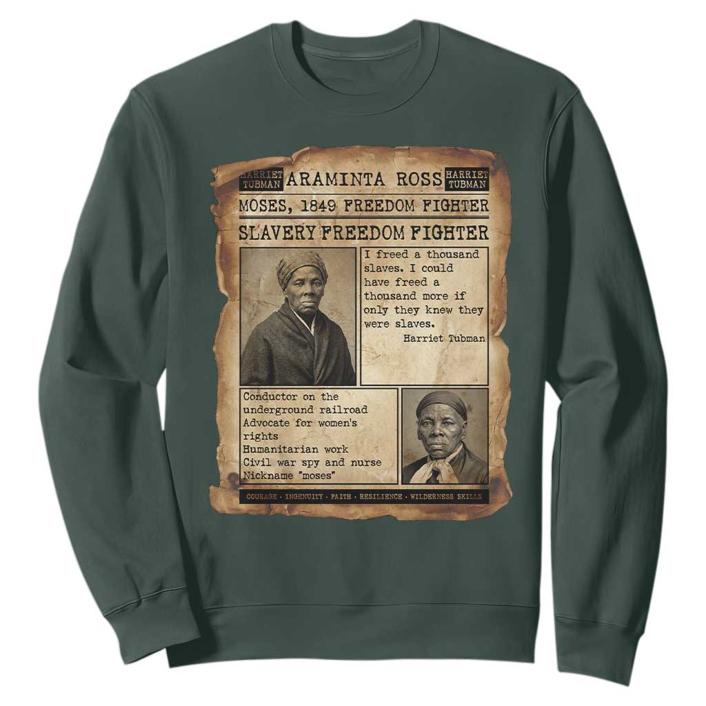 Harriet Tubman Newspaper Sweatshirt Slavery Freedom Fighter Historical