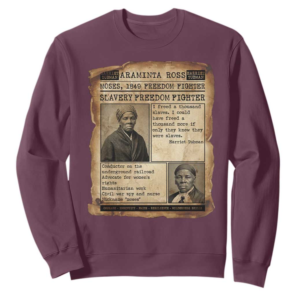 Harriet Tubman Newspaper Sweatshirt Slavery Freedom Fighter Historical