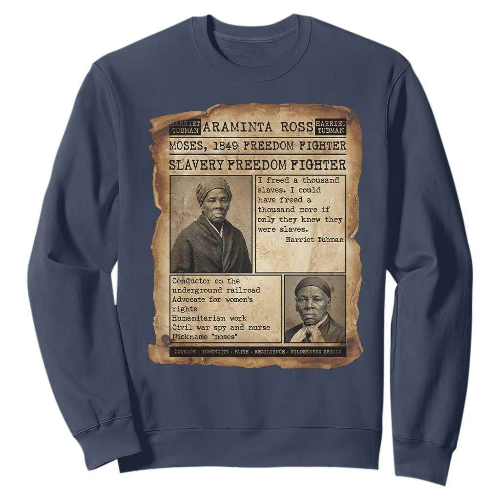 Harriet Tubman Newspaper Sweatshirt Slavery Freedom Fighter Historical
