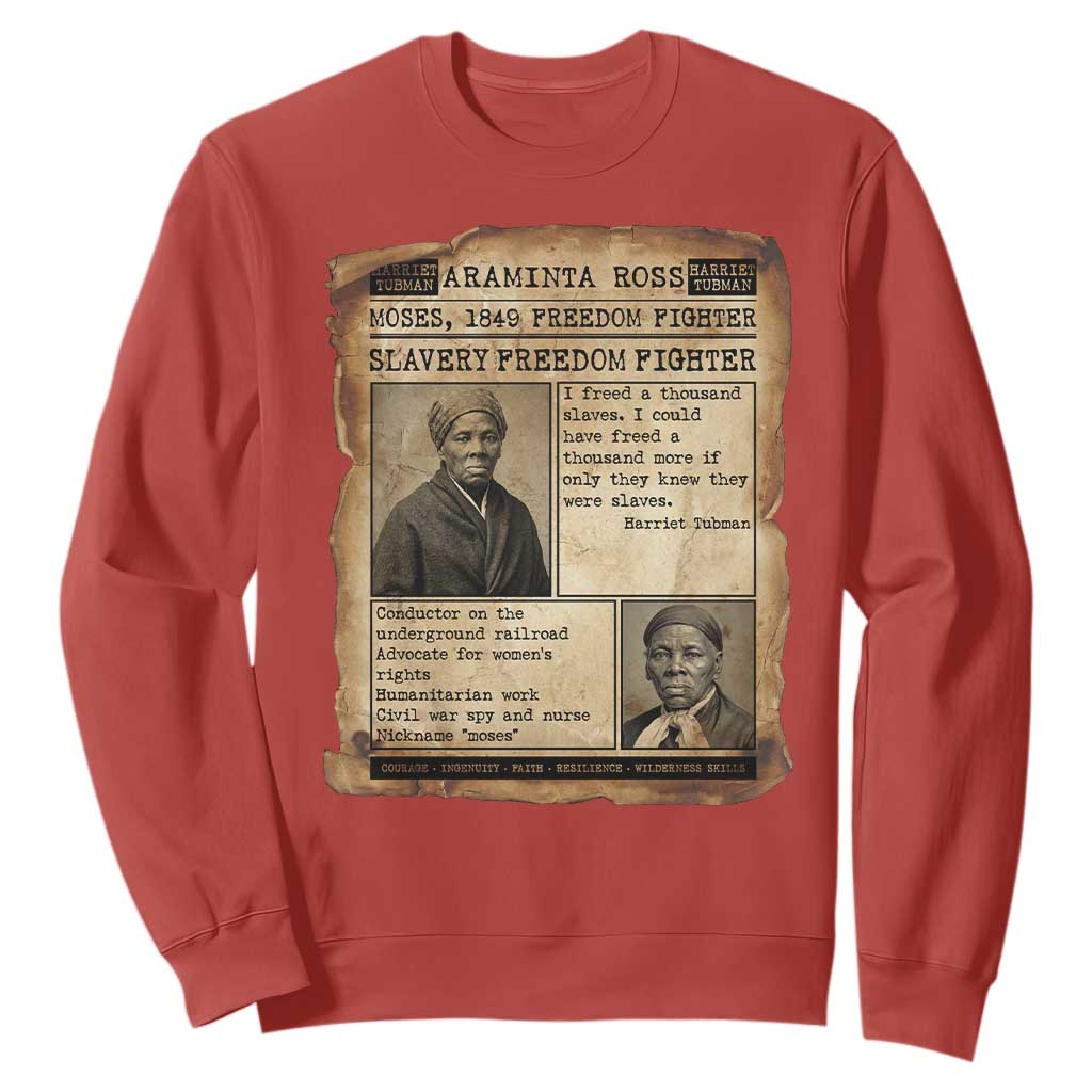 Harriet Tubman Newspaper Sweatshirt Slavery Freedom Fighter Historical