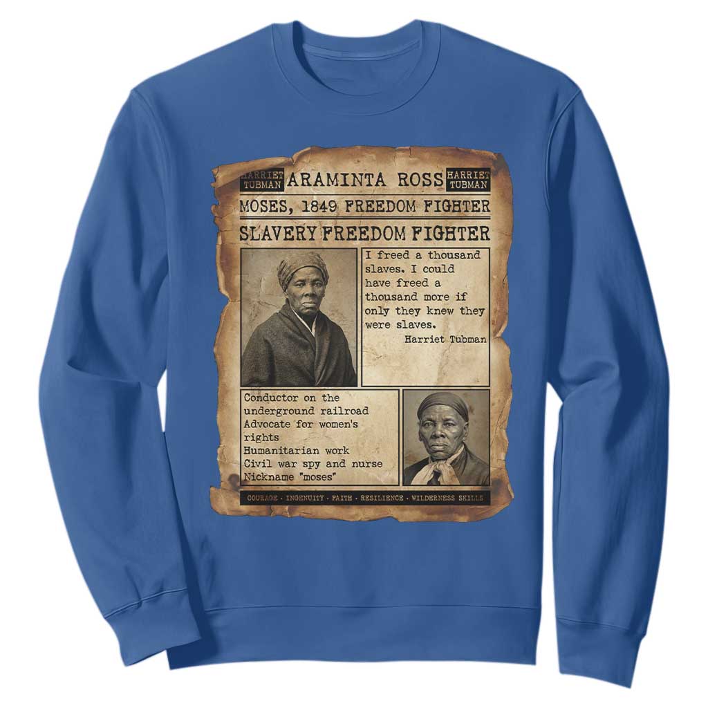 Harriet Tubman Newspaper Sweatshirt Slavery Freedom Fighter Historical