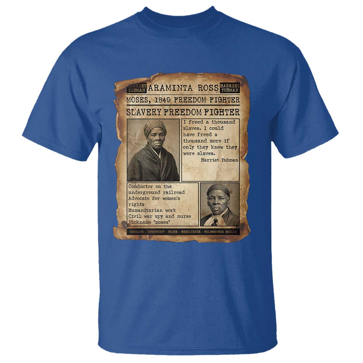 Harriet Tubman Newspaper T Shirt Slavery Freedom Fighter Historical