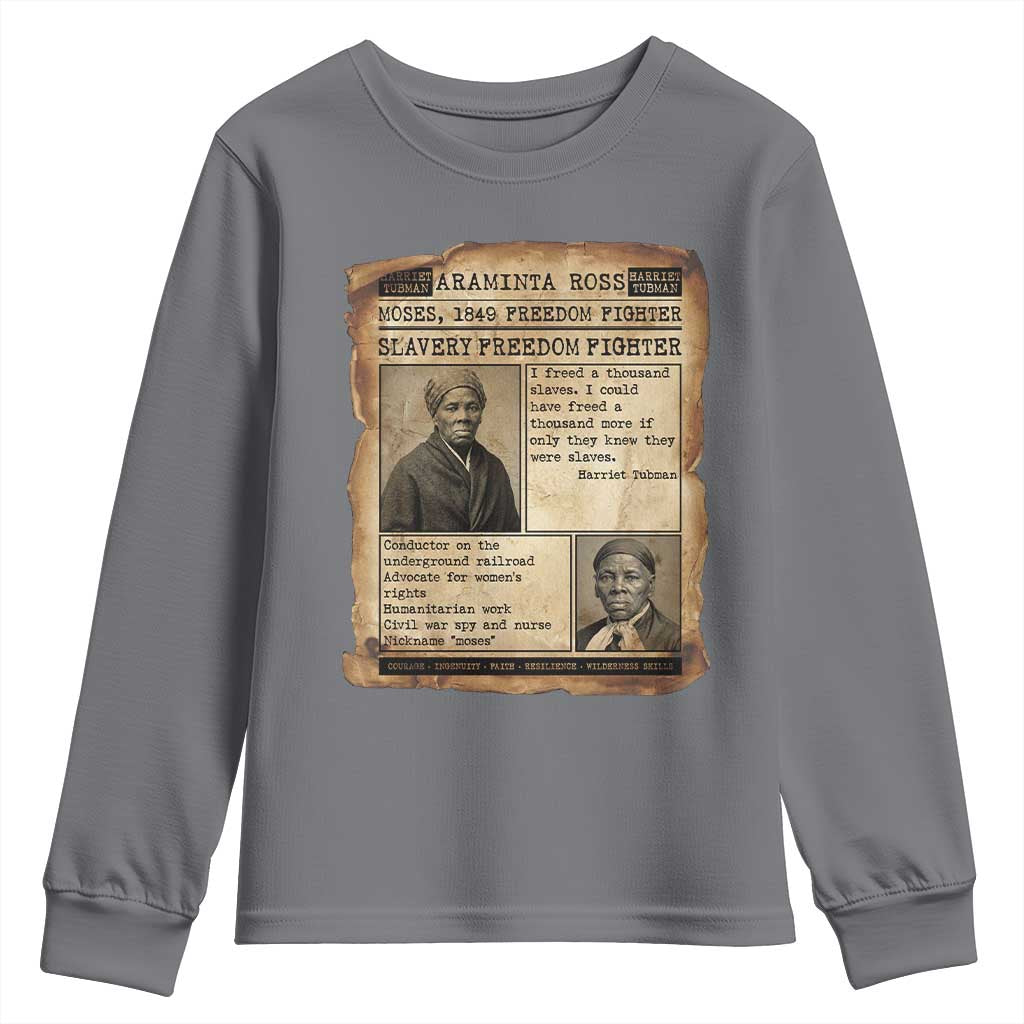 Harriet Tubman Newspaper Youth Sweatshirt Slavery Freedom Fighter Historical