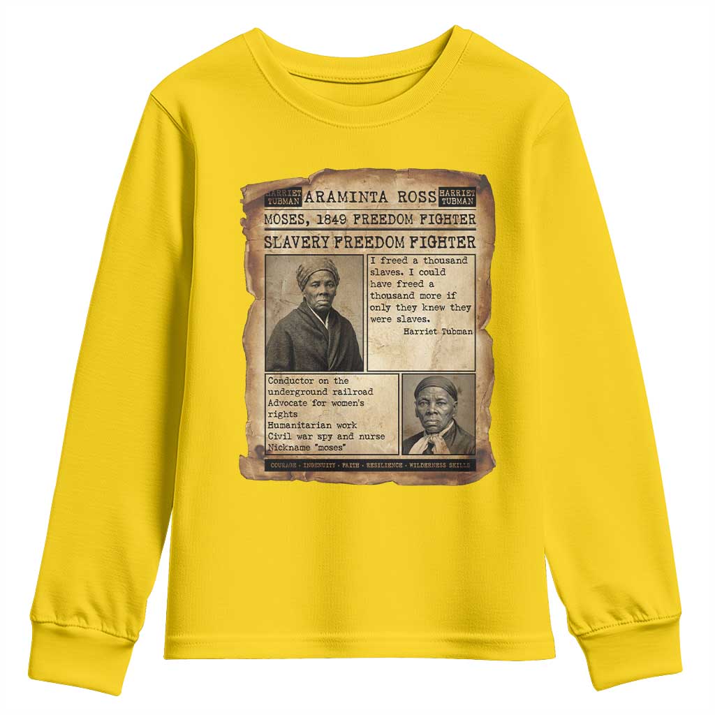 Harriet Tubman Newspaper Youth Sweatshirt Slavery Freedom Fighter Historical