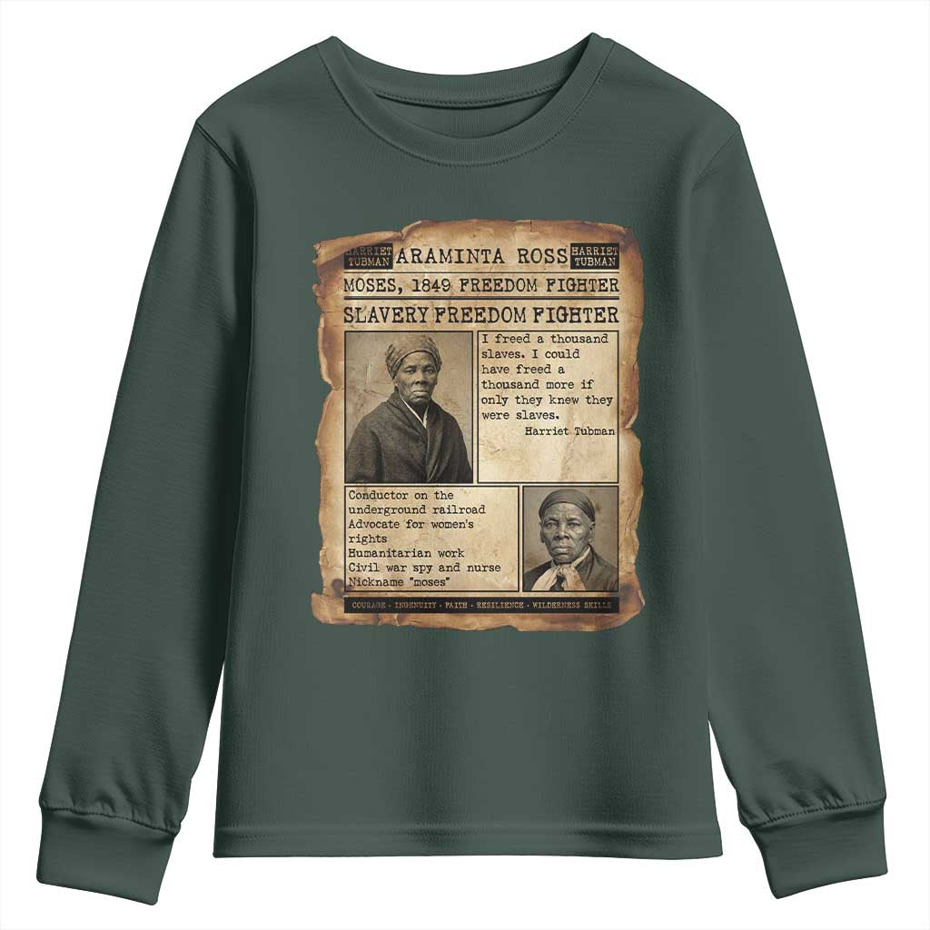 Harriet Tubman Newspaper Youth Sweatshirt Slavery Freedom Fighter Historical