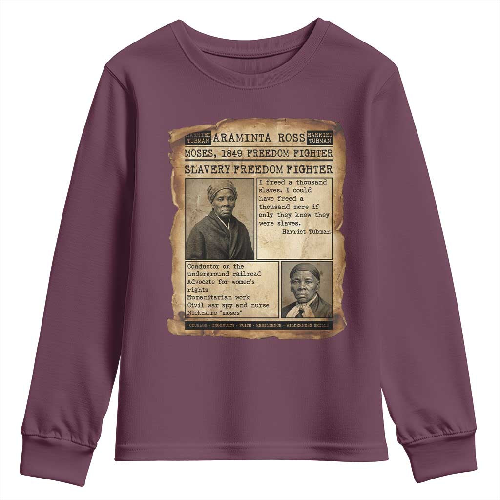 Harriet Tubman Newspaper Youth Sweatshirt Slavery Freedom Fighter Historical