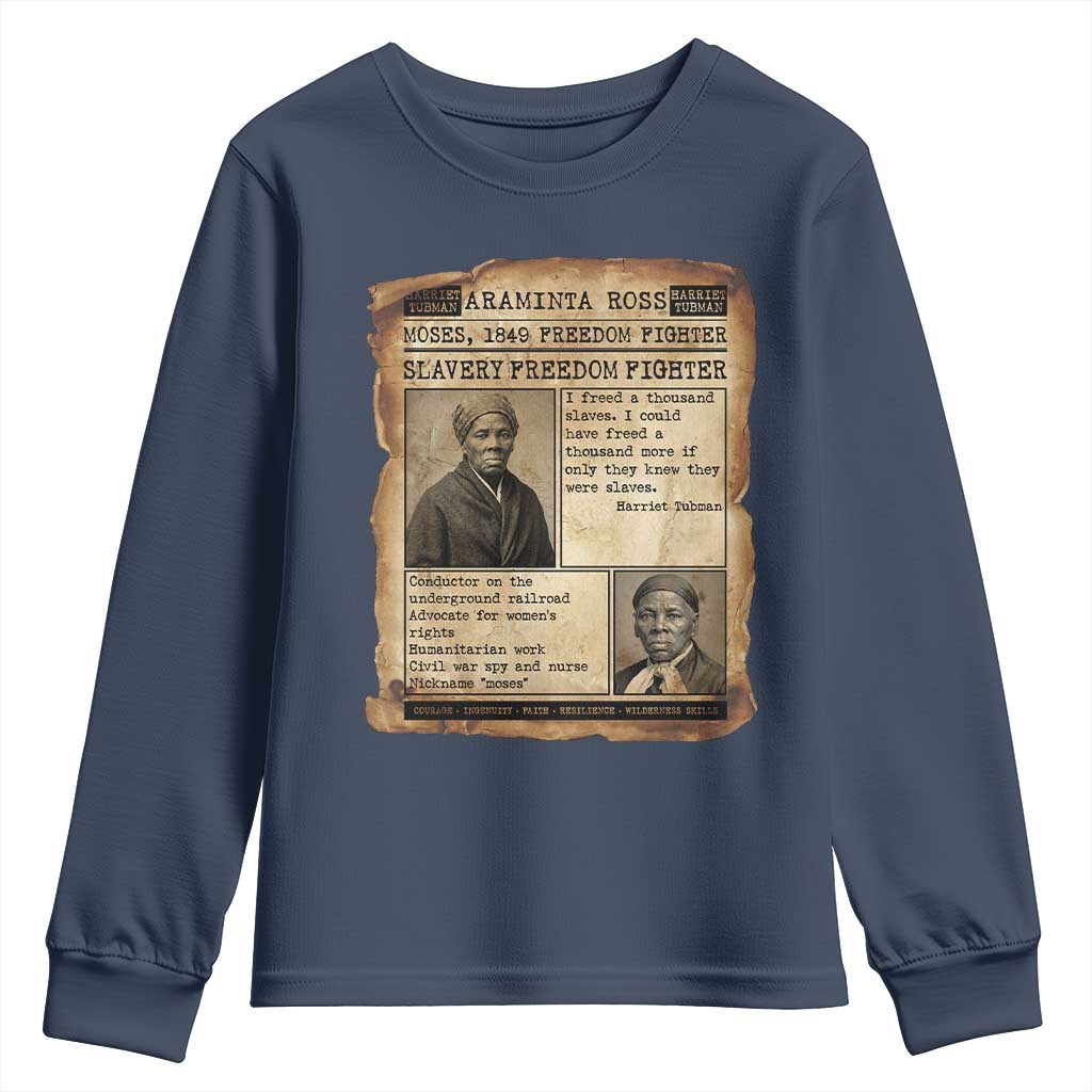 Harriet Tubman Newspaper Youth Sweatshirt Slavery Freedom Fighter Historical