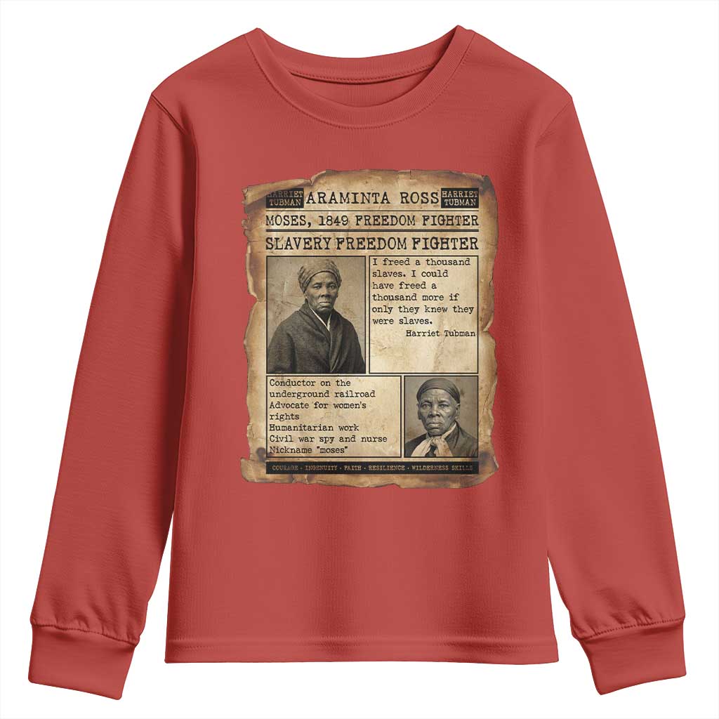 Harriet Tubman Newspaper Youth Sweatshirt Slavery Freedom Fighter Historical