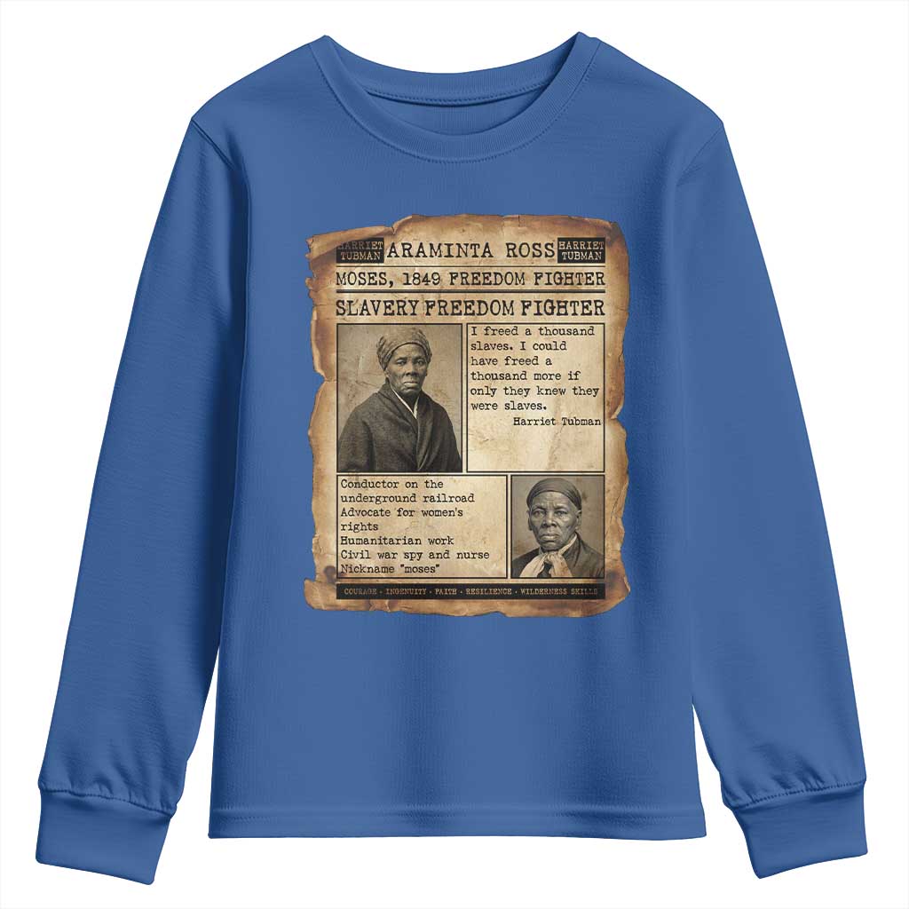 Harriet Tubman Newspaper Youth Sweatshirt Slavery Freedom Fighter Historical