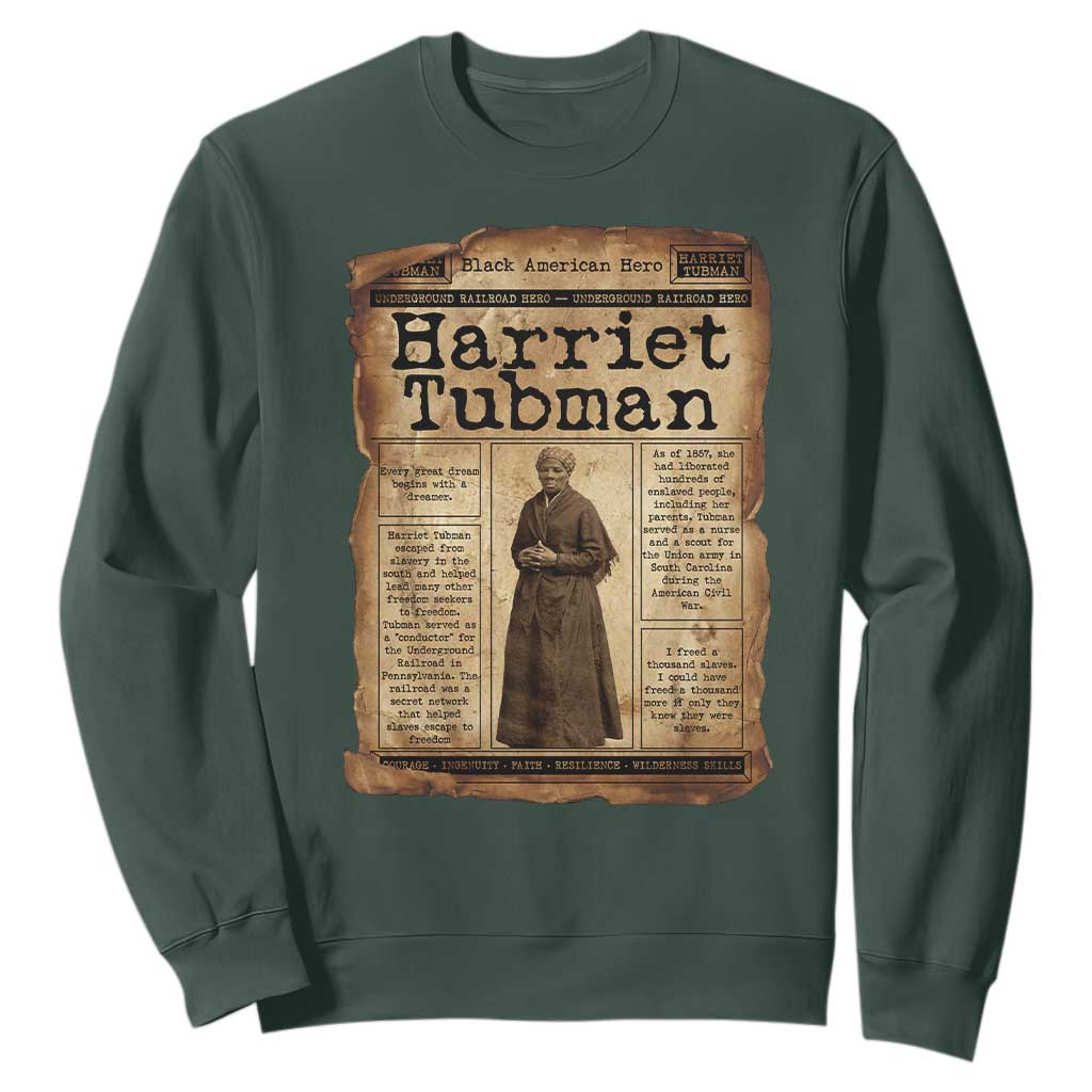 Harriet Tubman Newspaper Sweatshirt Strong Black Woman Leader Gift
