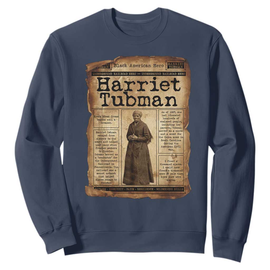 Harriet Tubman Newspaper Sweatshirt Strong Black Woman Leader Gift