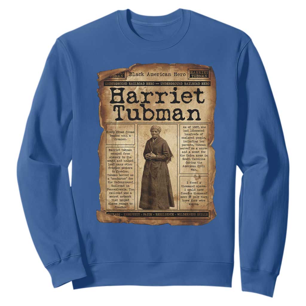 Harriet Tubman Newspaper Sweatshirt Strong Black Woman Leader Gift