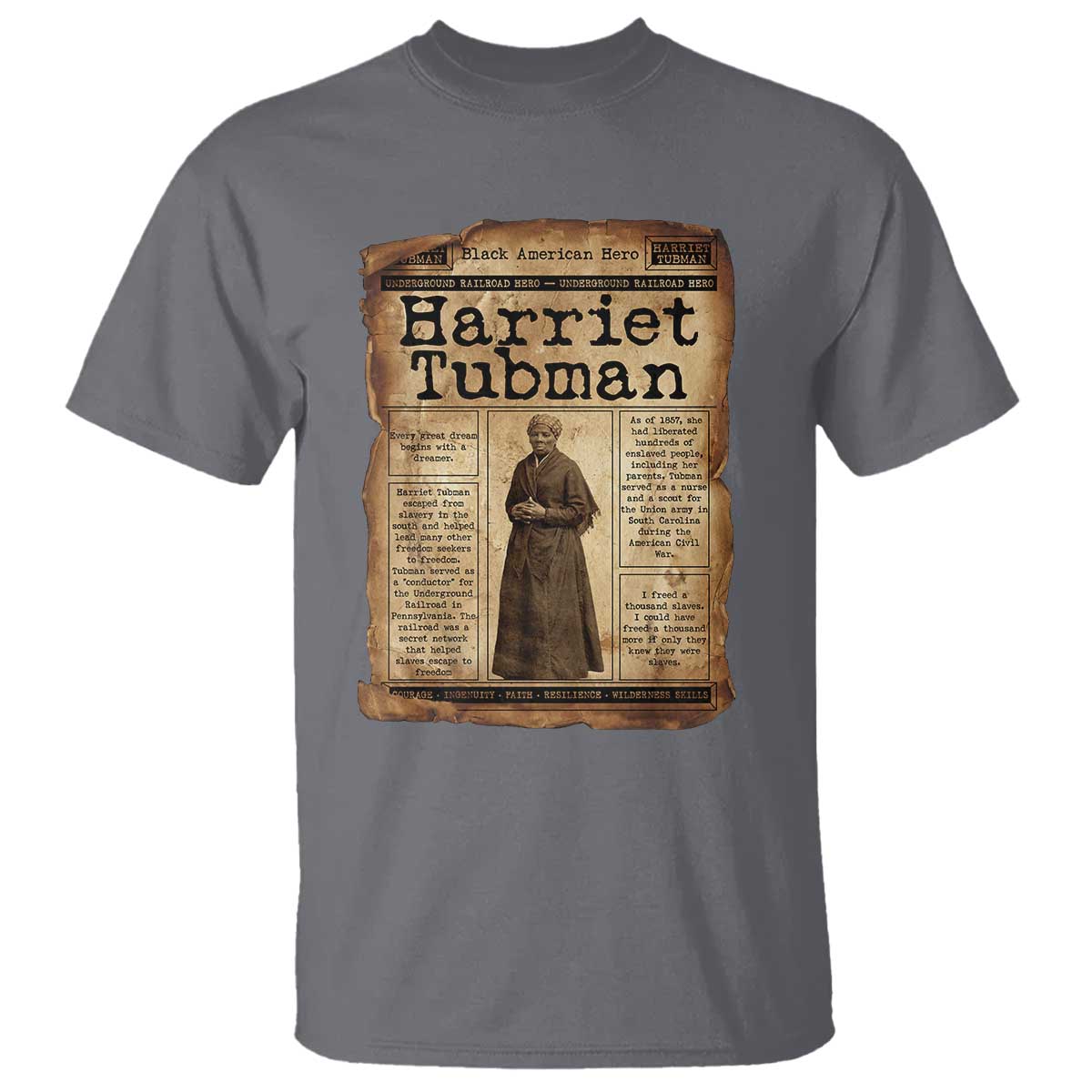 Harriet Tubman Newspaper T Shirt Strong Black Woman Leader Gift