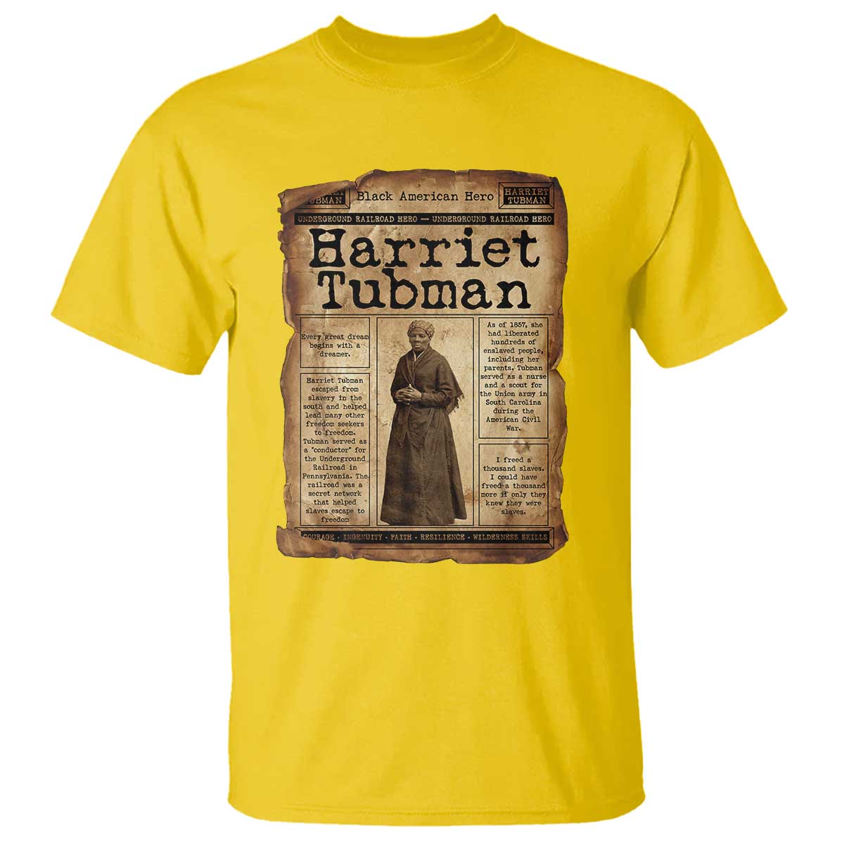 Harriet Tubman Newspaper T Shirt Strong Black Woman Leader Gift